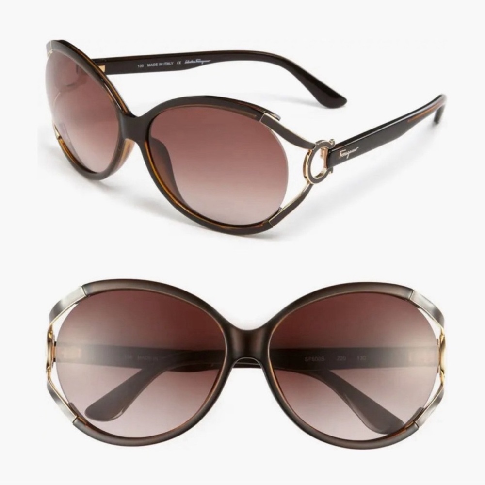 Salvatore Ferragamo Brown lenses Gold side